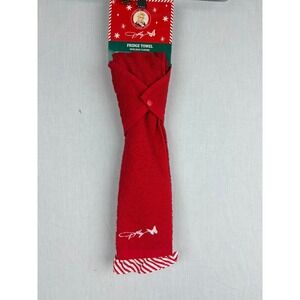 Dolly Parton Red Christmas Fridge Towel Snap Closure Striped Ruffle‎ 14x24 NEW